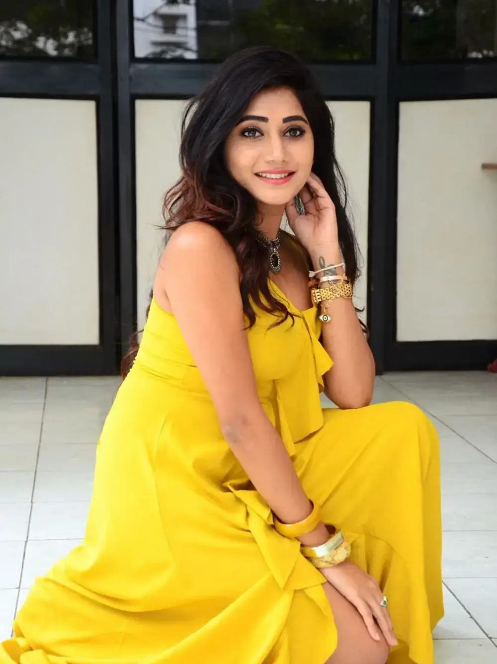 Indian Model Vasanthi Krishnan Stills in Yellow Dress